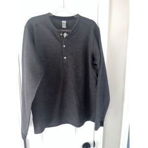Stio Men's Thick Henley Thermal Shirt Gray Large
